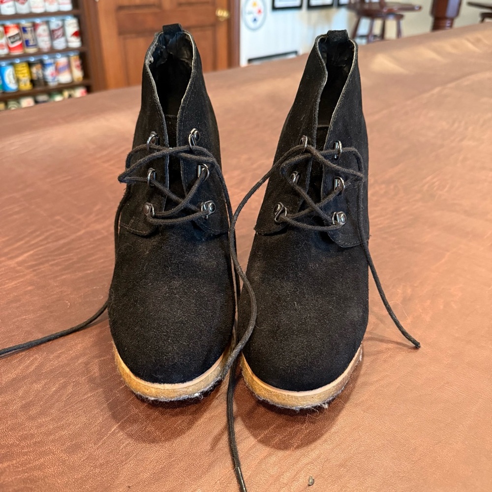 Steve Madden Black Suede Lace-Up Ankle Booties